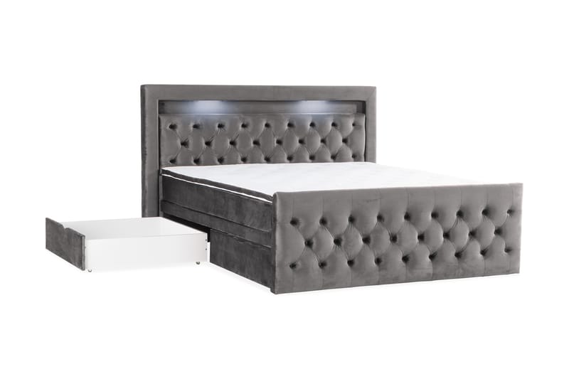 Francisco Sengepakke 160x200 med Skuffeoppbevaring - Mørkegrå - Komplett sengepakke - Seng med oppbevaring