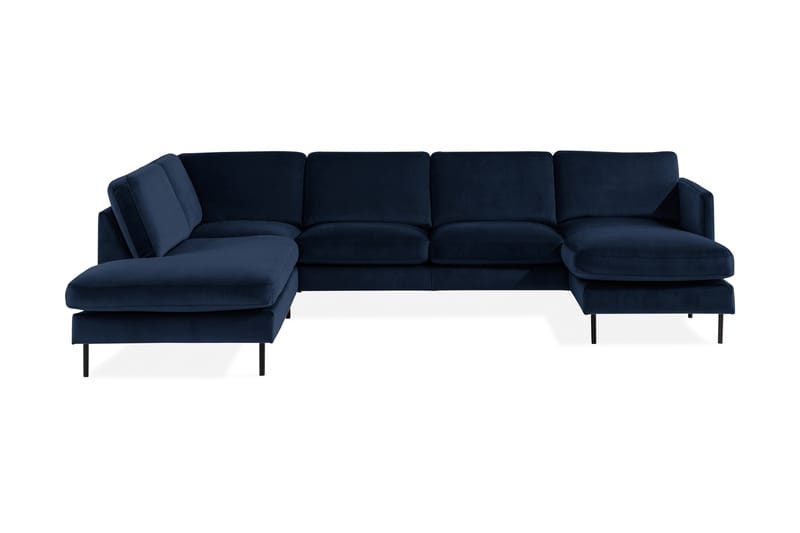 Teodin U-sofa med Divan Fløyel Høyre - Blå - U-sofa - Fløyel sofaer