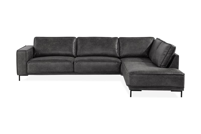 Akron 2,5-seter Sofa med Sjeselong Høyre Bonded Lær - Mørkegrå - Sofa med sjeselong - Skinnsofaer - 2 seters sofa med divan