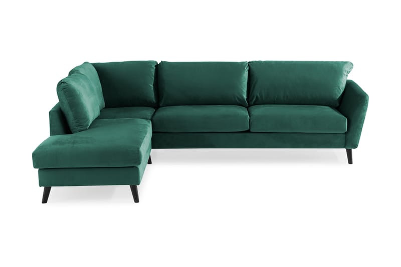 Trend Divansofa 3-seter Venstre Fløyel - Grønn - Sofa med sjeselong - Fløyel sofaer - 3 seters sofa med divan