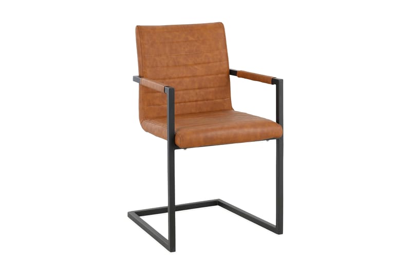 Geronimo Kj�økkenstol med Armlene Kunstlær 2-pk - Cognac/Svart - Spisestuestoler & kjøkkenstoler - Karmstoler