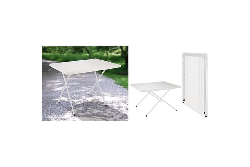 HI Sammenleggbart campingbord hvit justerbar 80x60x51/61 cm - Hvit - Campingmøbler - Campingbord