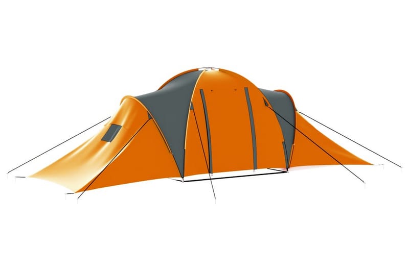 Campingtelt 9 personer stoff grå og oransje - Oransj - Campingtelt - Telt