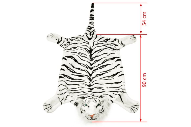 Tigerteppe plysj 144 cm hvit - Vit - Barnetepper