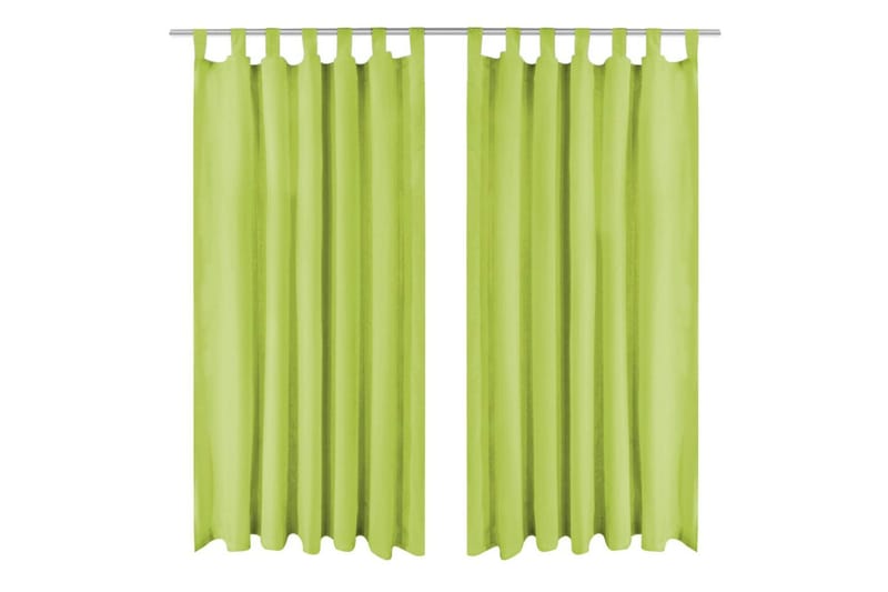 Mikrosateng gardiner med hemper 2 stk 140x225 cm grønn - Grønn - M�ørkleggingsgardin