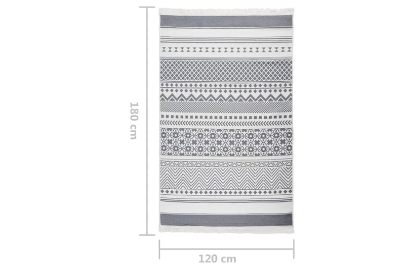 Teppe grå og hvit 120x180 cm bomull - Grå - Bomullstepper