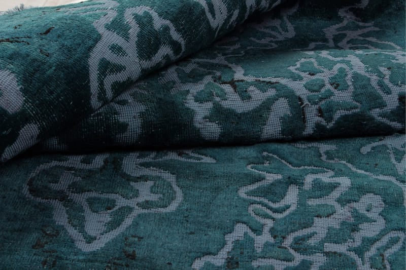 Håndknyttet Vintage Matte Ull Mørkegrønn/Blå 132x224 cm - Ullteppe - Håndvevde tepper