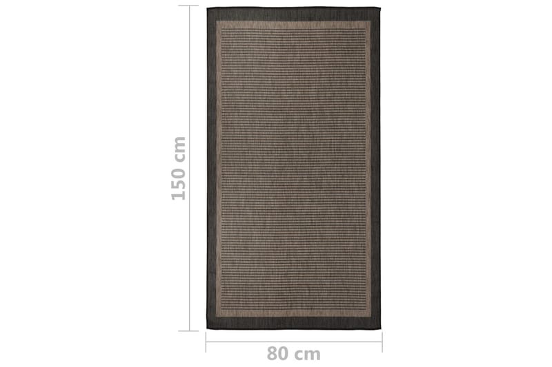 Utendørs flatvevd teppe 80x150 cm mørkebrun - Brun - Utendørstepper