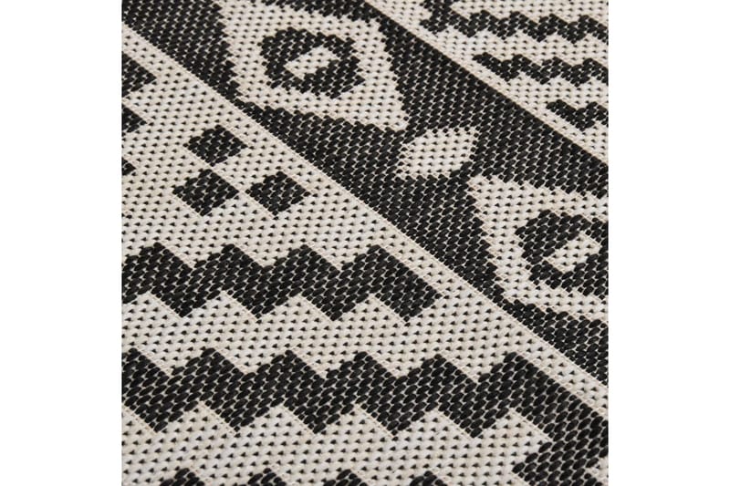 Utendørs flatvevd teppe 80x150 cm svart striper - Svart - Utendørstepper