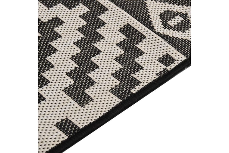 Utendørs flatvevd teppe 80x150 cm svart striper - Svart - Utendørstepper