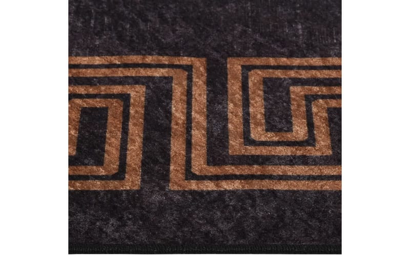 Vaskbart teppe 190x300 cm svart og gull sklisikker - Flerfarget - Kjøkkenmatte - Plasttepper - Hall matte