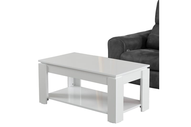 Comfortale Sofabord 104 cm med Oppbevaringshylle - Hvit - Sofabord