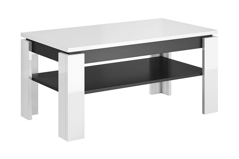 Vekerum Sofabord 100 cm med Oppbevaringshylle - Hvit/Grafitgrå - Sofabord