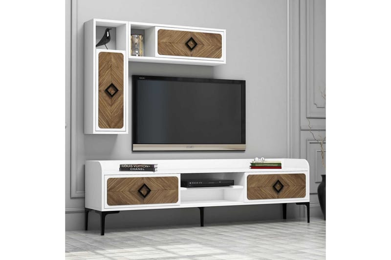 Hovdane TV-Benk 180 cm - Hvit/Brun - TV-møbelsett