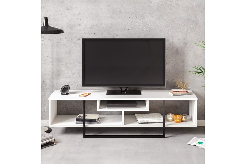 Naftali TV-Benk 149 cm - Hvit|Svart - TV-benk & mediabenk