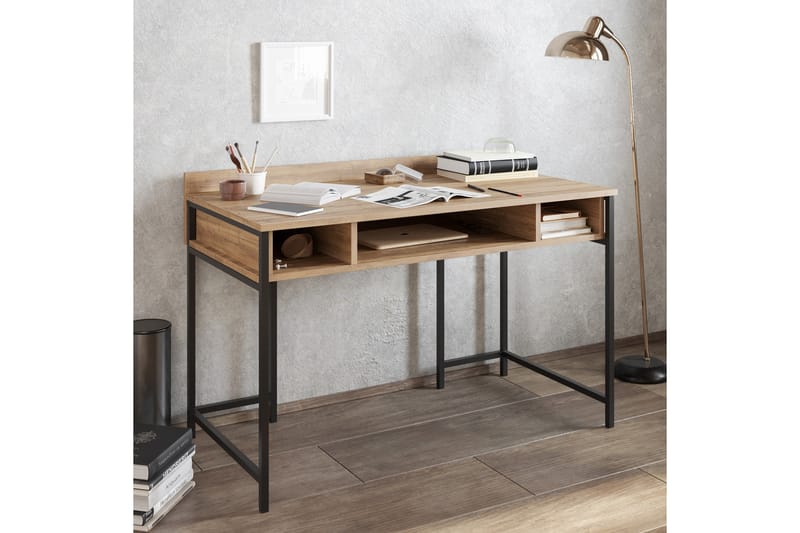 Fagersanna Skrivebord 120 cm med Oppbevaringshyller - Svart - Skrivebord