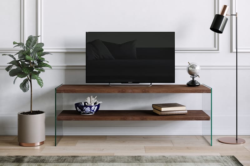 Malmby TV-benk 120 cm - Brun/Glass - TV-benk & mediabenk