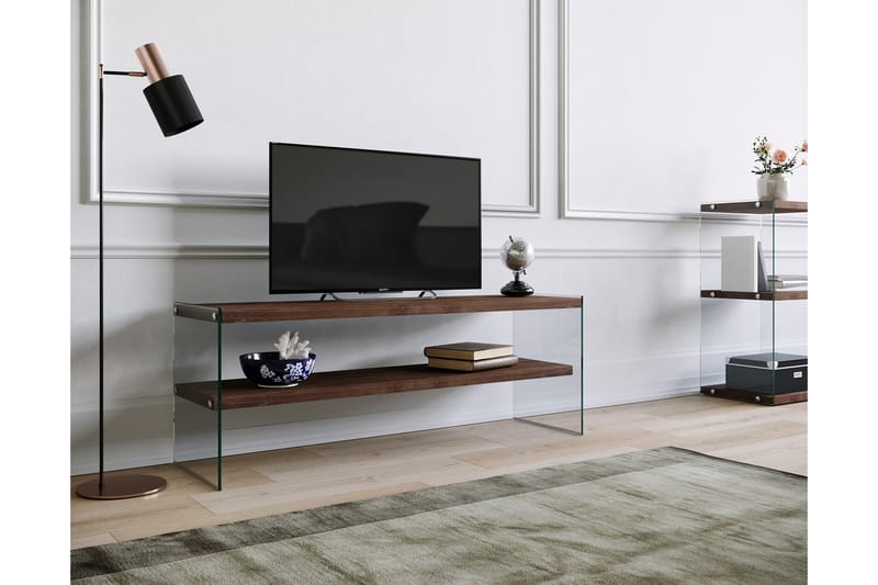 Malmby TV-benk 120 cm - Brun/Glass - TV-benk & mediabenk