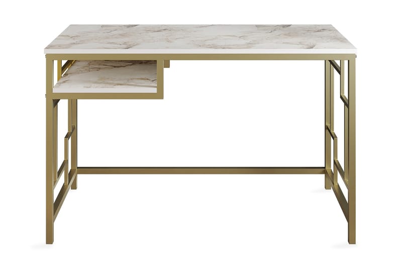 Amsberg Skrivebord 120 cm med Oppbevaringshylle - Gull - Skrivebord