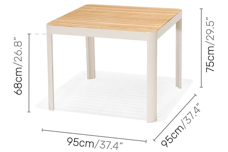Portals Spisebord 95 cm - Hvit/Tre - Spisebord ute