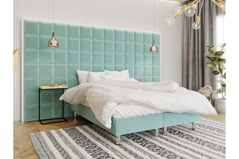 Adeliza Kontinentalseng 160x200 cm+Panel 30 cm - Grønn - Komplett sengepakke