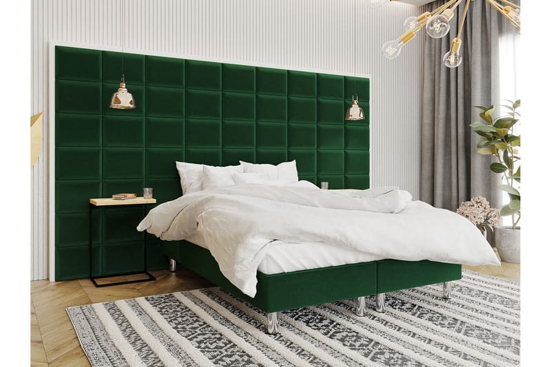 Adeliza Kontinentalseng 160x200 cm+Panel 40 cm - Grønn - Komplett sengepakke