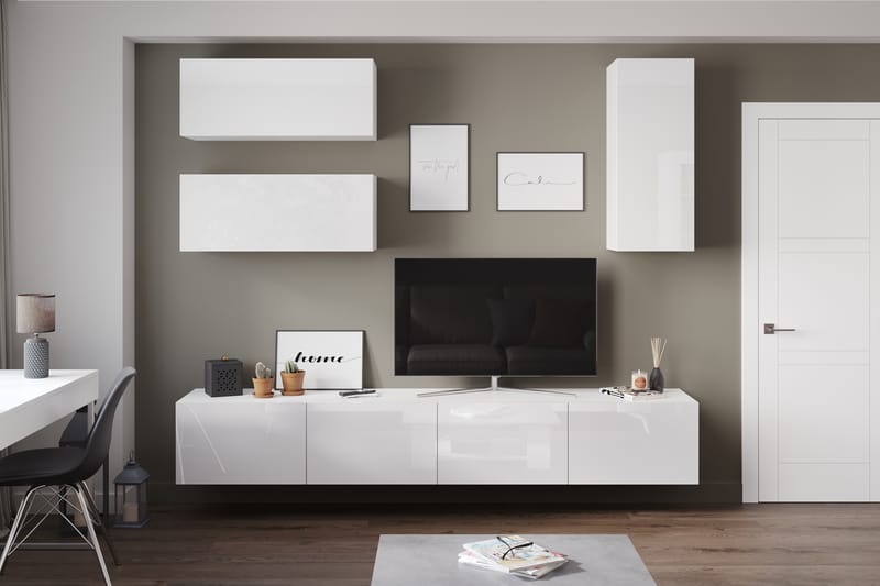 Badachro Tv-Møbelsett 41x240 cm - Hvit - TV-møbelsett