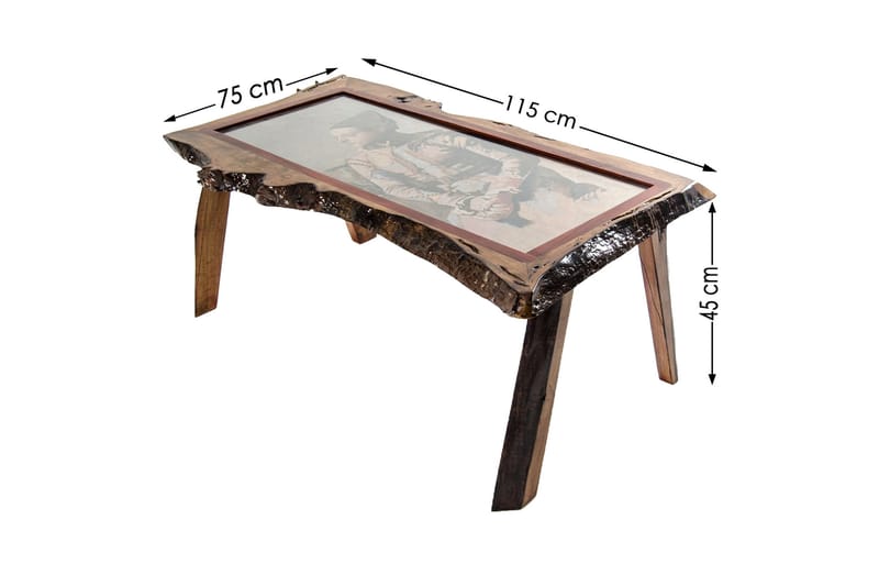Danusi Sofabord 115 cm med Bilde - Mørkebrun - Sofabord