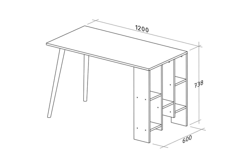 Keachi Hvito Skrivebord 120 cm med Oppbevaring Hyller - Antrasitt/Valnøttsbrun - Skrivebord