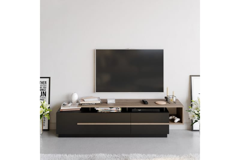 Campora Tv-benk 150 cm - Svart/Mørkebrun - TV-benk & mediabenk