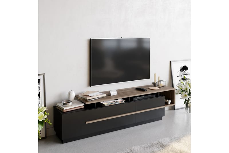 Campora Tv-benk 150 cm - Svart/Mørkebrun - TV-benk & mediabenk