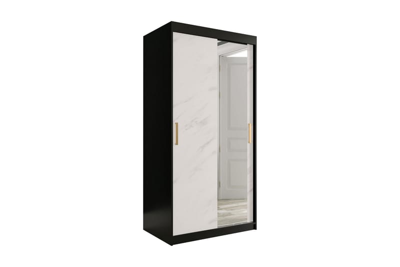 Marmuria Garderobe med Speil 100 cm Marmormønster - Svart/Hvit/Gull - Garderober & garderobesystem - Garderobeskap & klesskap