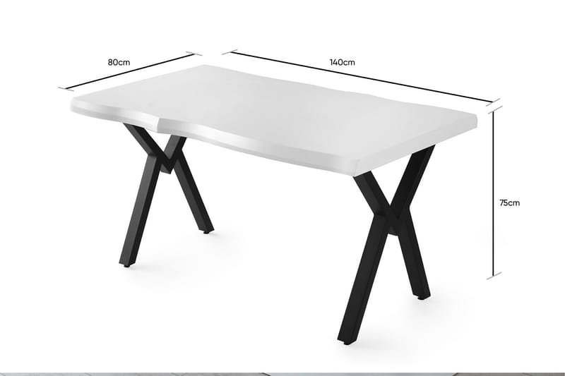 Davirustrel Spisebord 140 cm - Hvit - Spisebord & kjøkkenbord