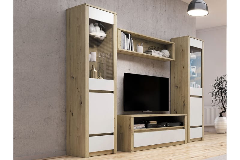 Maltatal Tv-møbelsett 130 cm - Eik/Hvit - TV-møbelsett