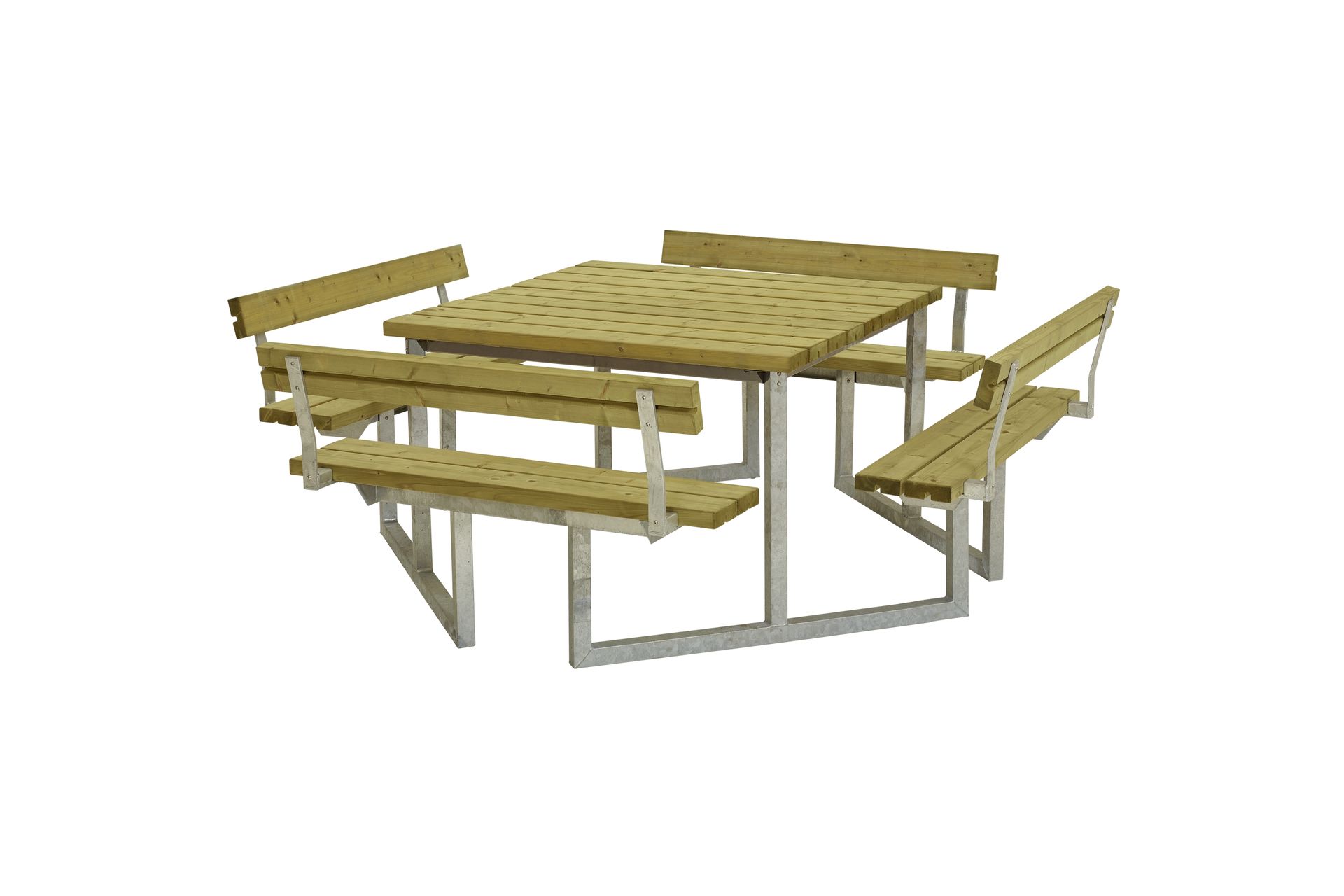 PLUS Twist Benkesett med 4 Ryggstøtter 227 cm Trykkimpregnert - Hagemøbler - Hagebord - Piknikbord
