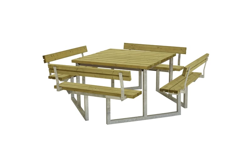 PLUS Twist Benkesett med 4 Ryggstøtter 227 cm Trykkimpregnert - Hagemøbler - Hagebord - Piknikbord