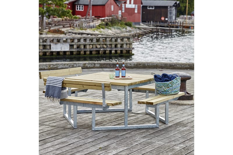 PLUS Twist Benkesett med 2 Ryggstøtter 204 cm Trykkimpregnert - Hagemøbler - Hagebord - Piknikbord