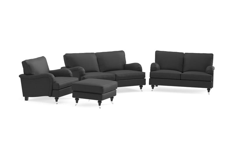 Howard Classic Sofagruppe 3+2-seter+Lenestol+Fotskammel - Mørk grå - Howard sofagruppe
