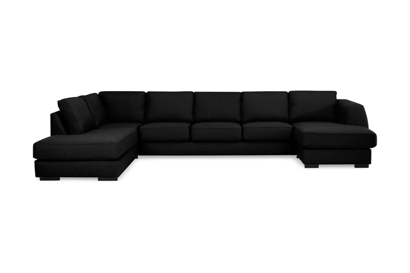 Optus U-sofa Large med Divan Høyre - Svart - Skinnsofaer - Fløyel sofaer - U-sofa