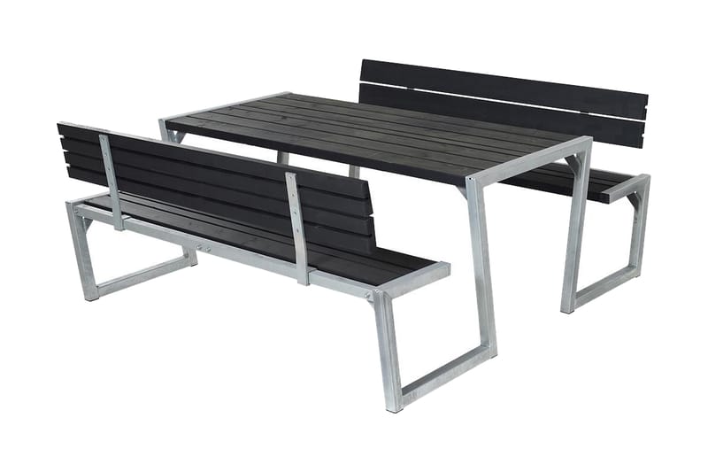 Zigma Piknikbord med Benk 2 Ryggstøtte - Svart - Piknikbord