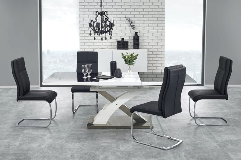 Sandor Forlengningsbart Spisebord 160 cm - Svart/Hvit - Spisebord & kjøkkenbord