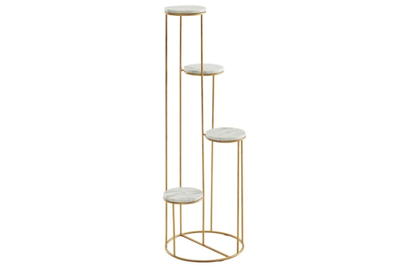 Stående hylle Wohnling Ekte marmortopp, blomsterstativ, gyllen metallbase, moderne stil - Innredning - Krukker