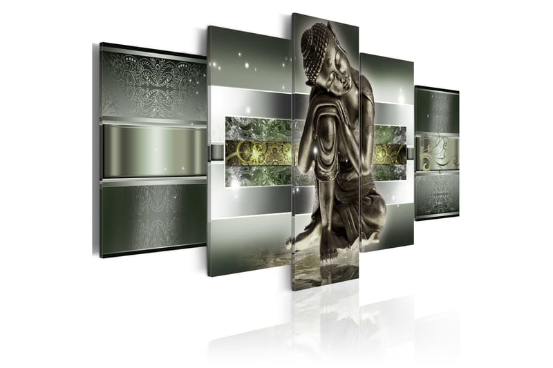 Bilde Sleeping Buddha In Greens 200x100 - Artgeist sp. z o. o. - Lerretsbilder
