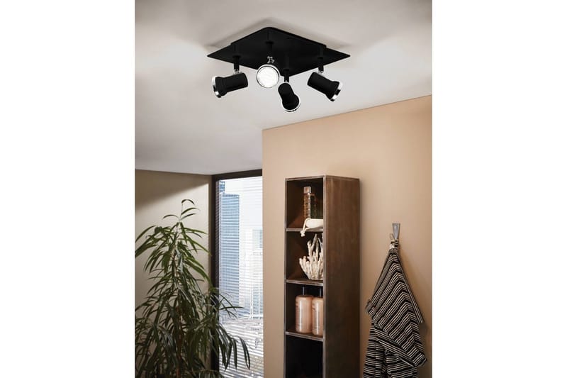 Spotlight Eglo Tamara 1 Kvadrat Svart, Krom, Klar - Svart/Krom - Belysning - Baderomsbelysning - Baderomslampe tak