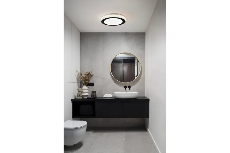 Vegg-/taklampe Eglo LED Carpi 300 mm, svart, hvit - Hvit/Svart - Belysning - Baderomsbelysning - Baderomslampe tak