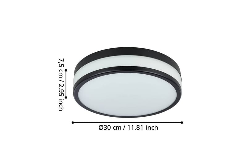 Vegg-/Taklampe Eglo LED Palermo 295 mm, Svart/Hvit - Hvit/Svart - Belysning - Baderomsbelysning