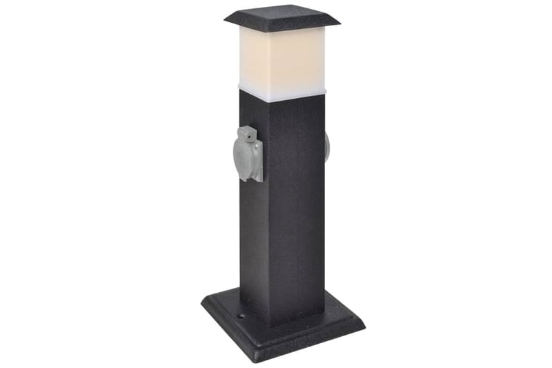 Svart hagestrømsokkel med lampe - Belysning - Elektrisk materiell & energi - Elektrikk utendørs