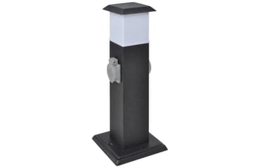 Svart hagestrømsokkel med lampe - Belysning - Elektrisk materiell & energi - Elektrikk utendørs