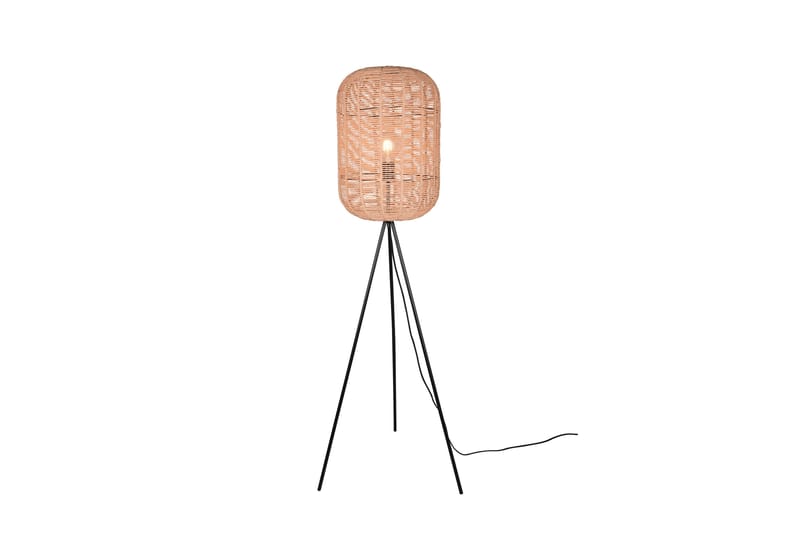 Trio Lighting Runa gulvlampe E27 matt sort/rotting - Matt svart/Natur - Belysning - Innendørsbelysning & Lamper - Soveromslampe