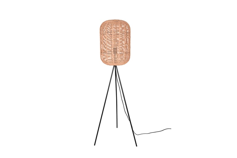 Trio Lighting Runa gulvlampe E27 matt sort/rotting - Matt svart/Natur - Belysning - Innendørsbelysning & Lamper - Soveromslampe